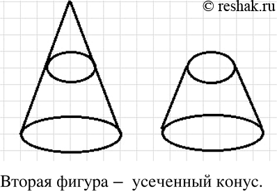 Изображение 317 Плоскость, параллельная основанию конуса, рассекла его на две части. Зарисуйте ту часть, которую называют усечённым...