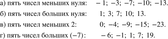 Изображение 539 Назовите какие-нибудь пять целых чисел:а) меньших 0; б) больших 0;	в) меньших 2; г) больших...