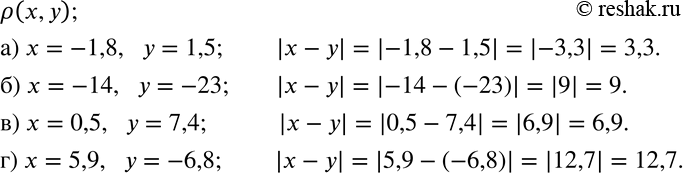 Изображение 296. Найдите ?(x,y), если:а) x=-1,8,   y=1,5; б) x=-14,   y=-23; в) x=0,5,   y=7,4; г) x=5,9,   y=-6,8....