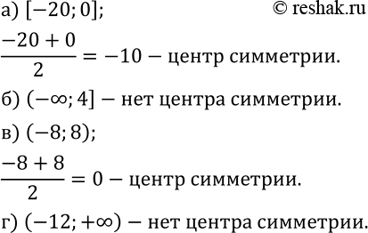 Изображение 356. Укажите центр симметрии числового промежутка, если он существует:а) [-20;0]; б) (-?;4]; в) (-8;8); г) (-12;+?). ...