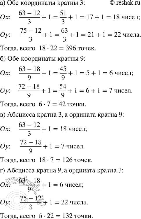 Изображение 867. На координатной плоскости (рис.104) построен прямоугольник с вершинами в точках A (10;10), B (10;75), C (65;75), D (65;10). Сколько имеется внутри этого...